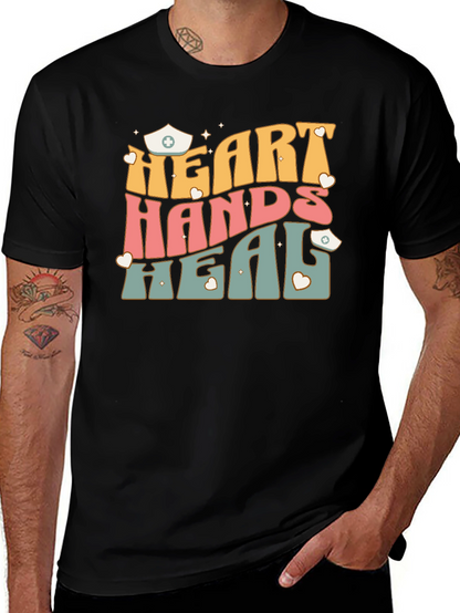 Heart Hands Heal Nurse Graphic T-Shirt