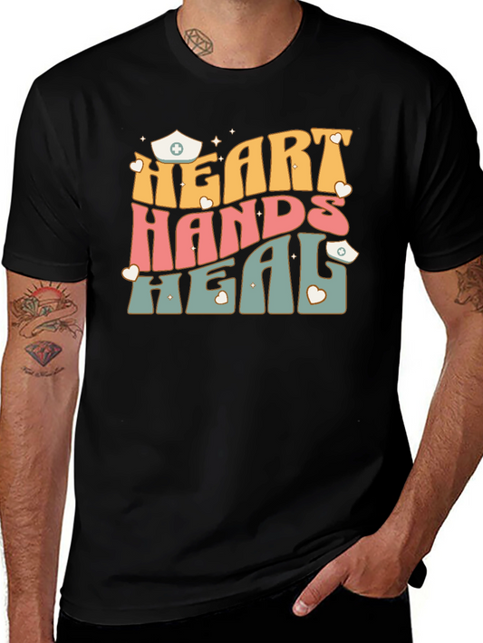 Heart Hands Heal Nurse Graphic T-Shirt