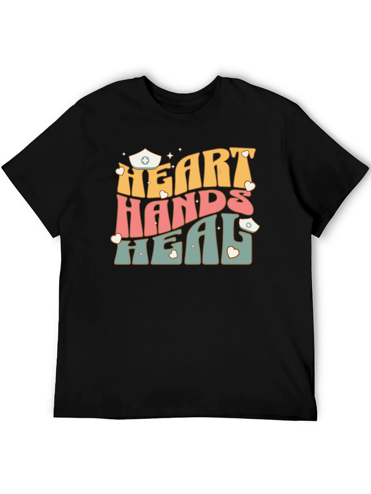 Heart Hands Heal Nurse Graphic T-Shirt