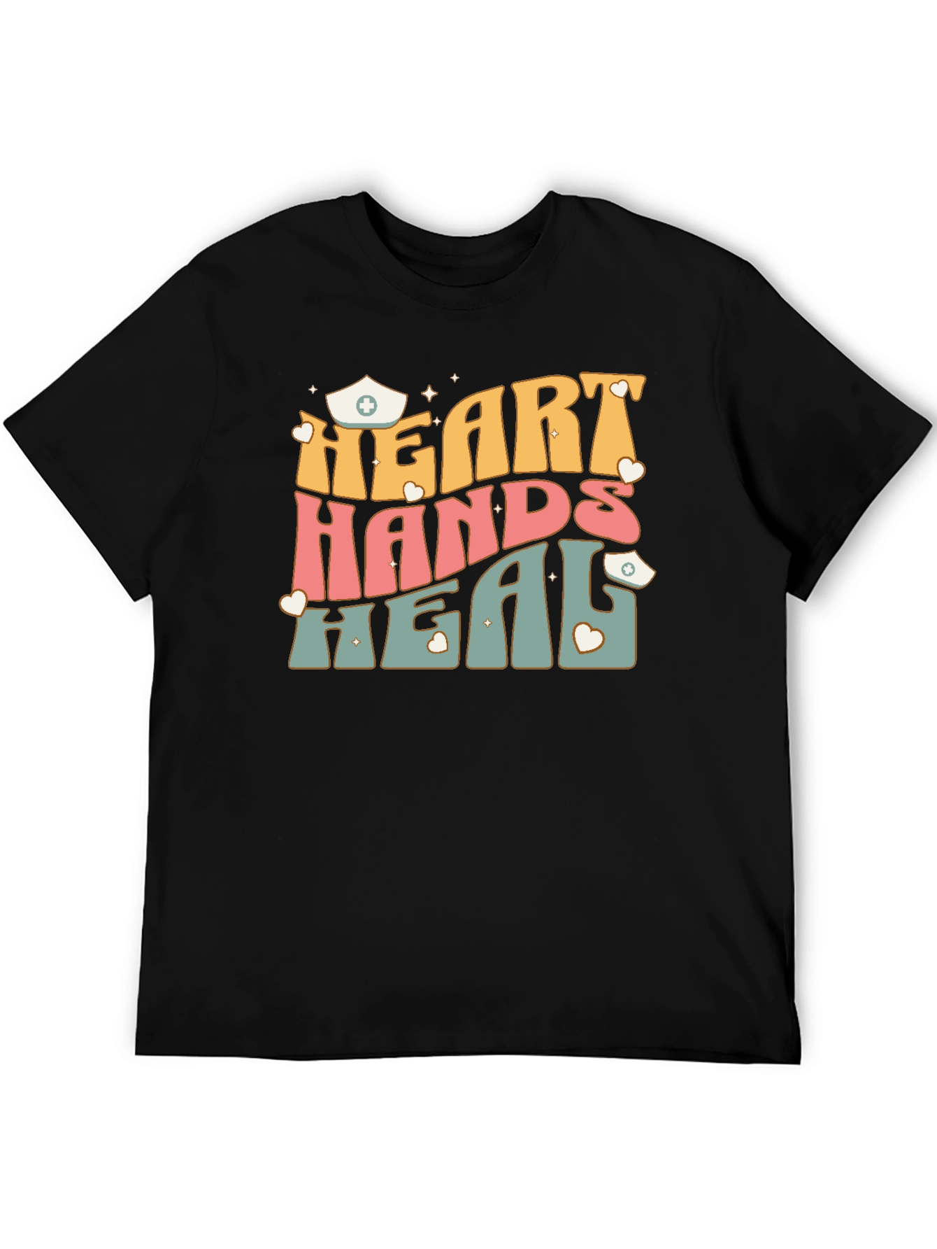 Heart Hands Heal Nurse Graphic T-Shirt
