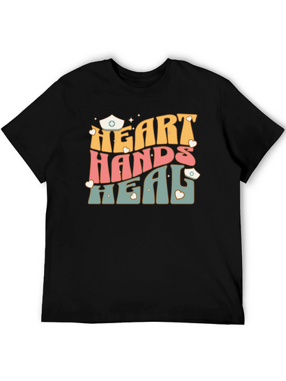 Heart Hands Heal Nurse Graphic T-Shirt