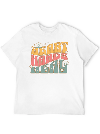 Heart Hands Heal Nurse Graphic T-Shirt
