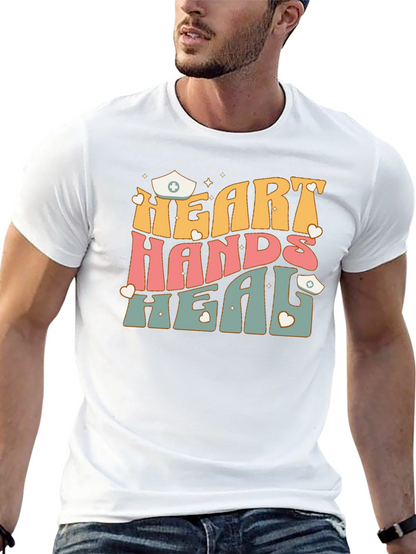 Heart Hands Heal Nurse Graphic T-Shirt