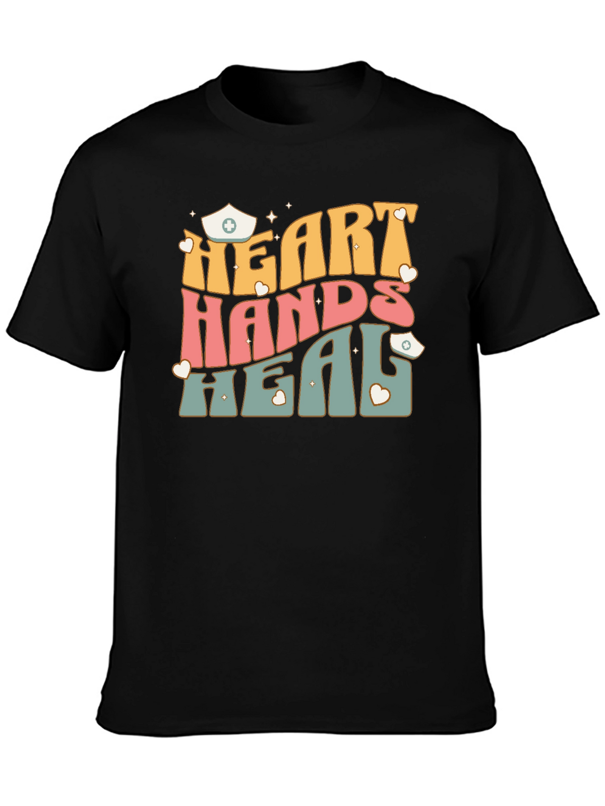 Heart Hands Heal Nurse Graphic T-Shirt