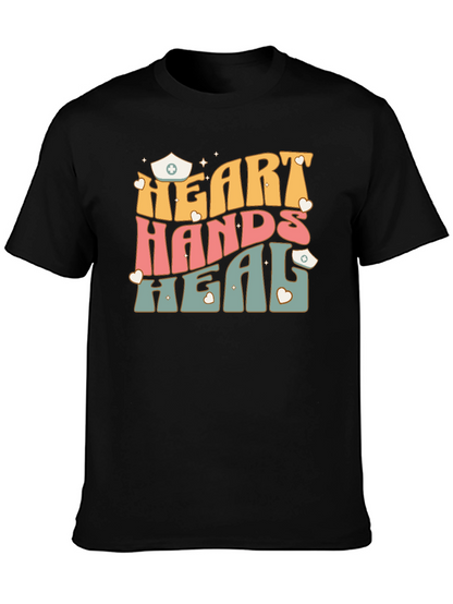 Heart Hands Heal Nurse Graphic T-Shirt