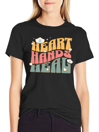 Heart Hands Heal Nurse Graphic T-Shirt