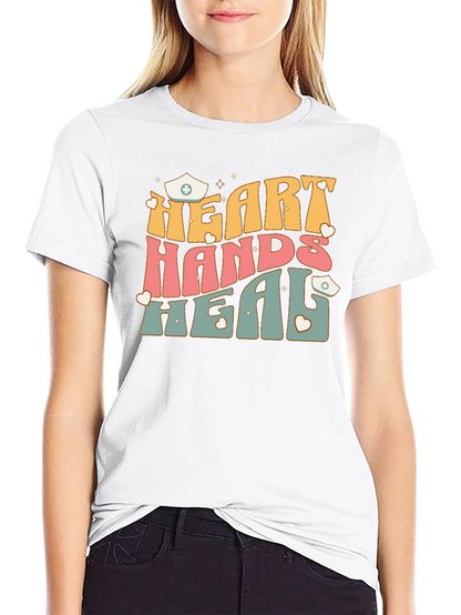 Heart Hands Heal Nurse Graphic T-Shirt