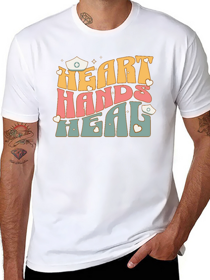 Heart Hands Heal Nurse Graphic T-Shirt