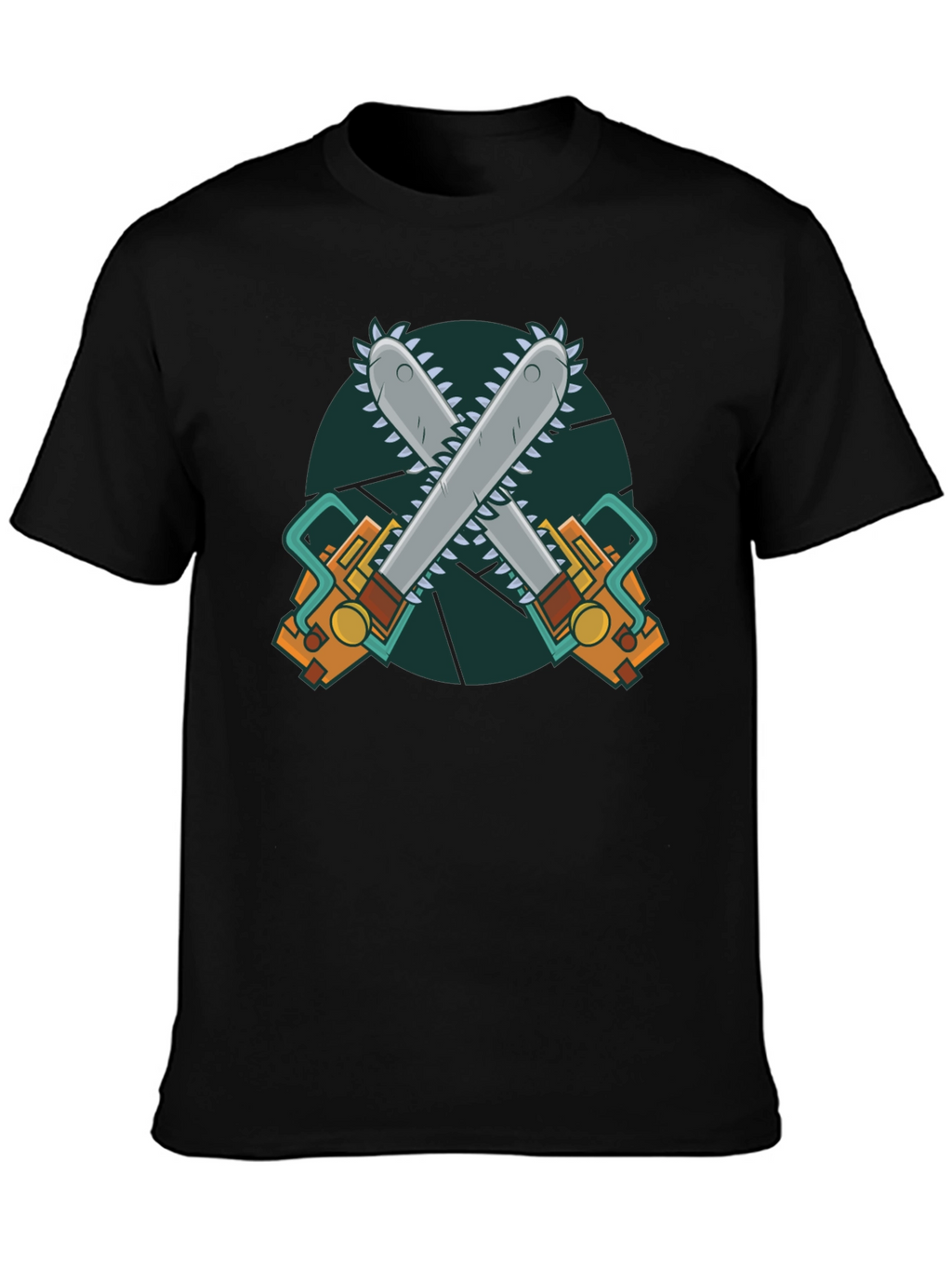 Chainsaw Graphic Print Black T-Shirt