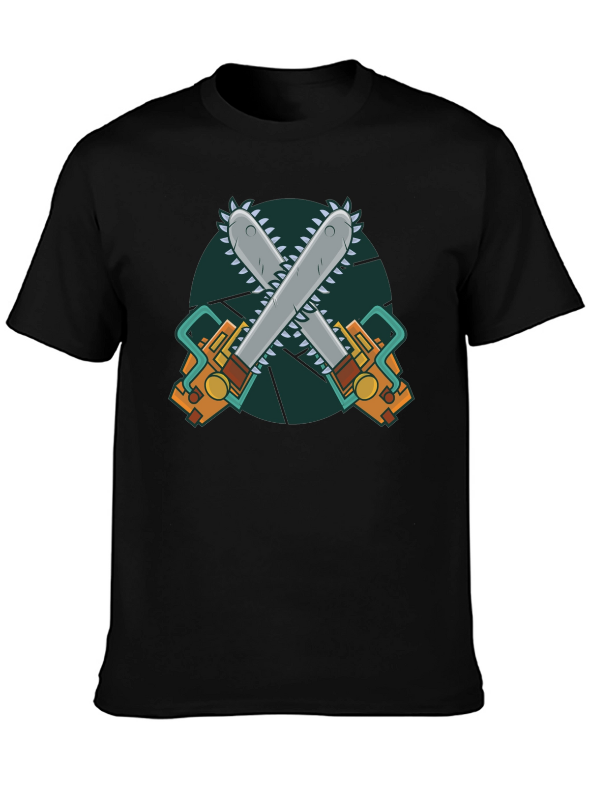 Chainsaw Graphic Print Black T-Shirt