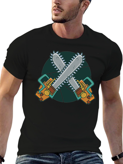 Chainsaw Graphic Print Black T-Shirt