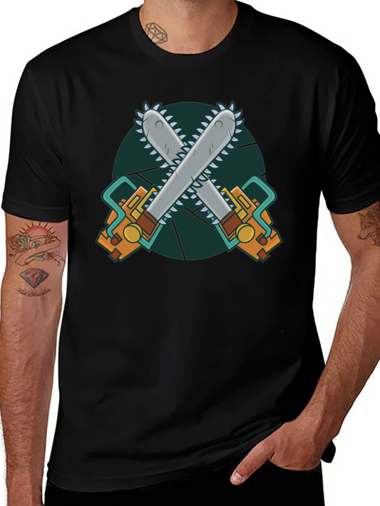 Chainsaw Graphic Print Black T-Shirt
