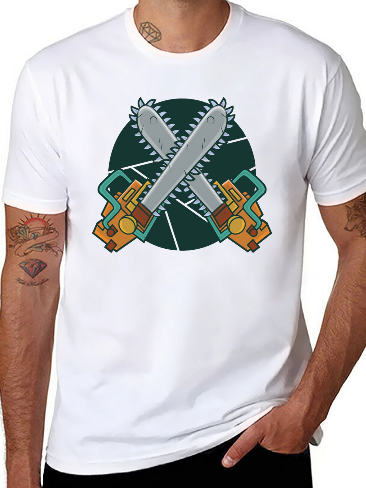 Chainsaw Graphic Print Black T-Shirt