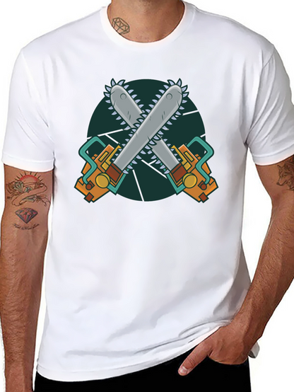 Chainsaw Graphic Print Black T-Shirt