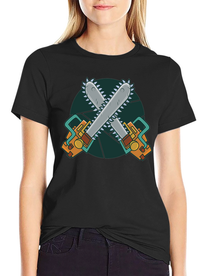 Chainsaw Graphic Print Black T-Shirt