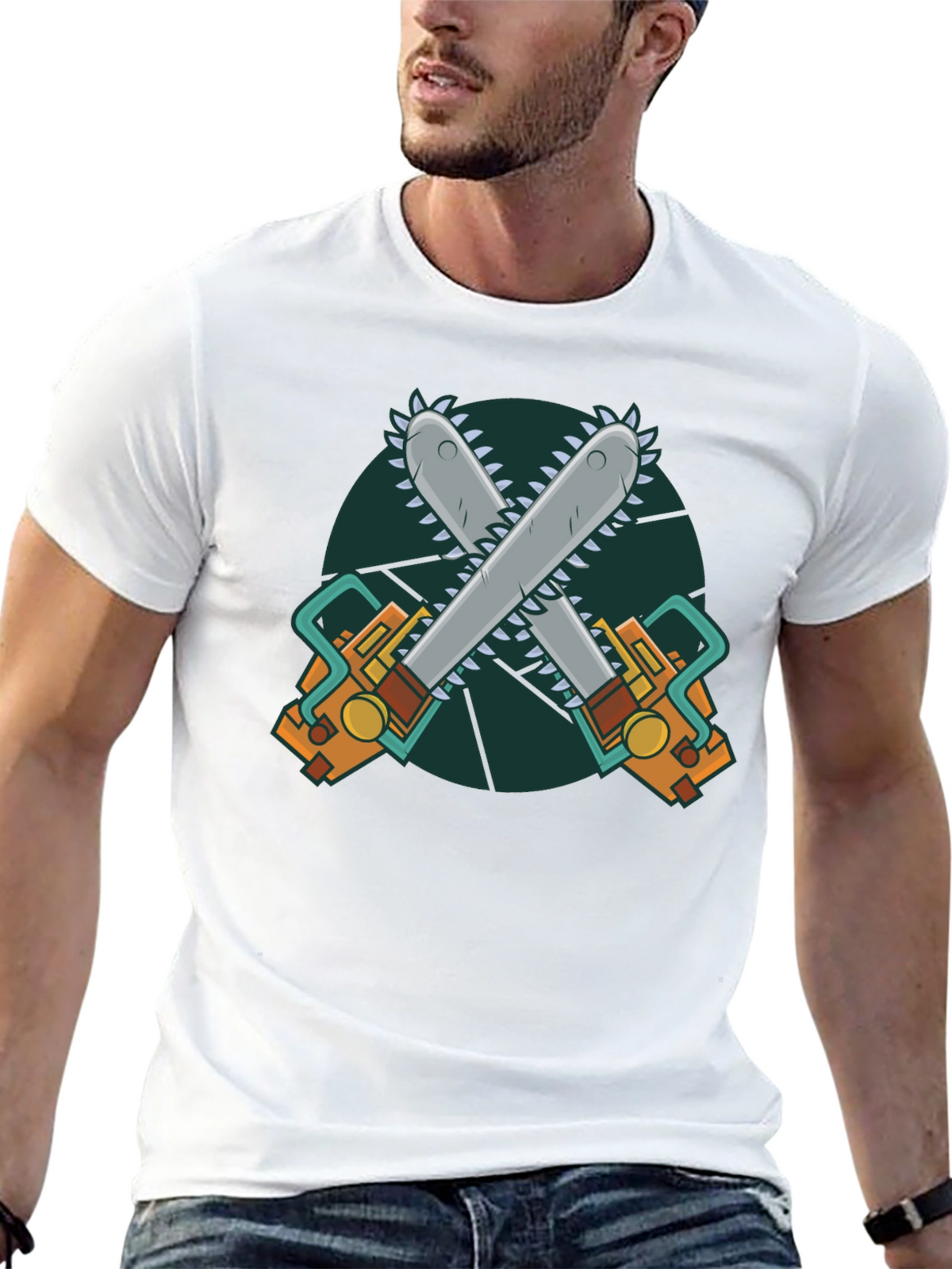 Chainsaw Graphic Print Black T-Shirt