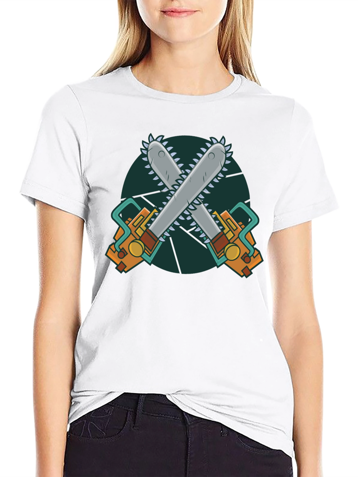 Chainsaw Graphic Print Black T-Shirt