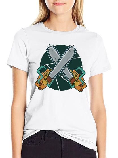 Chainsaw Graphic Print Black T-Shirt