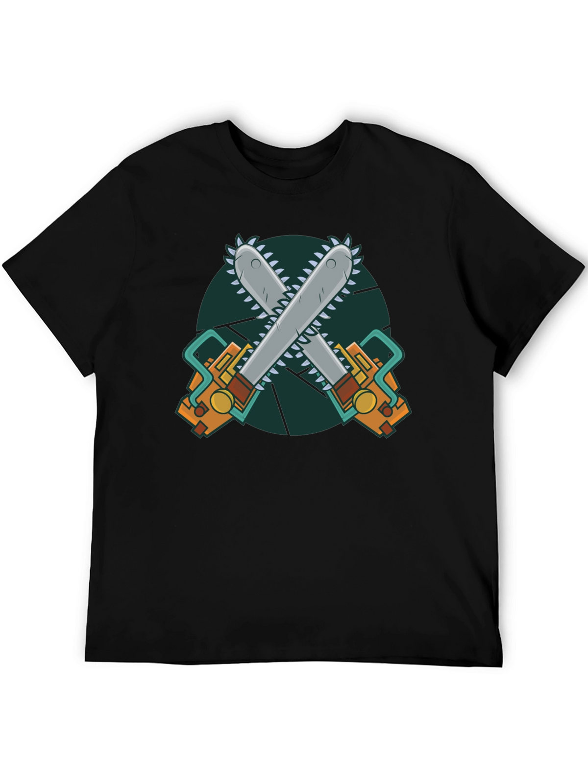 Chainsaw Graphic Print Black T-Shirt