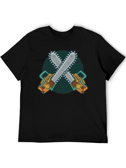 Chainsaw Graphic Print Black T-Shirt