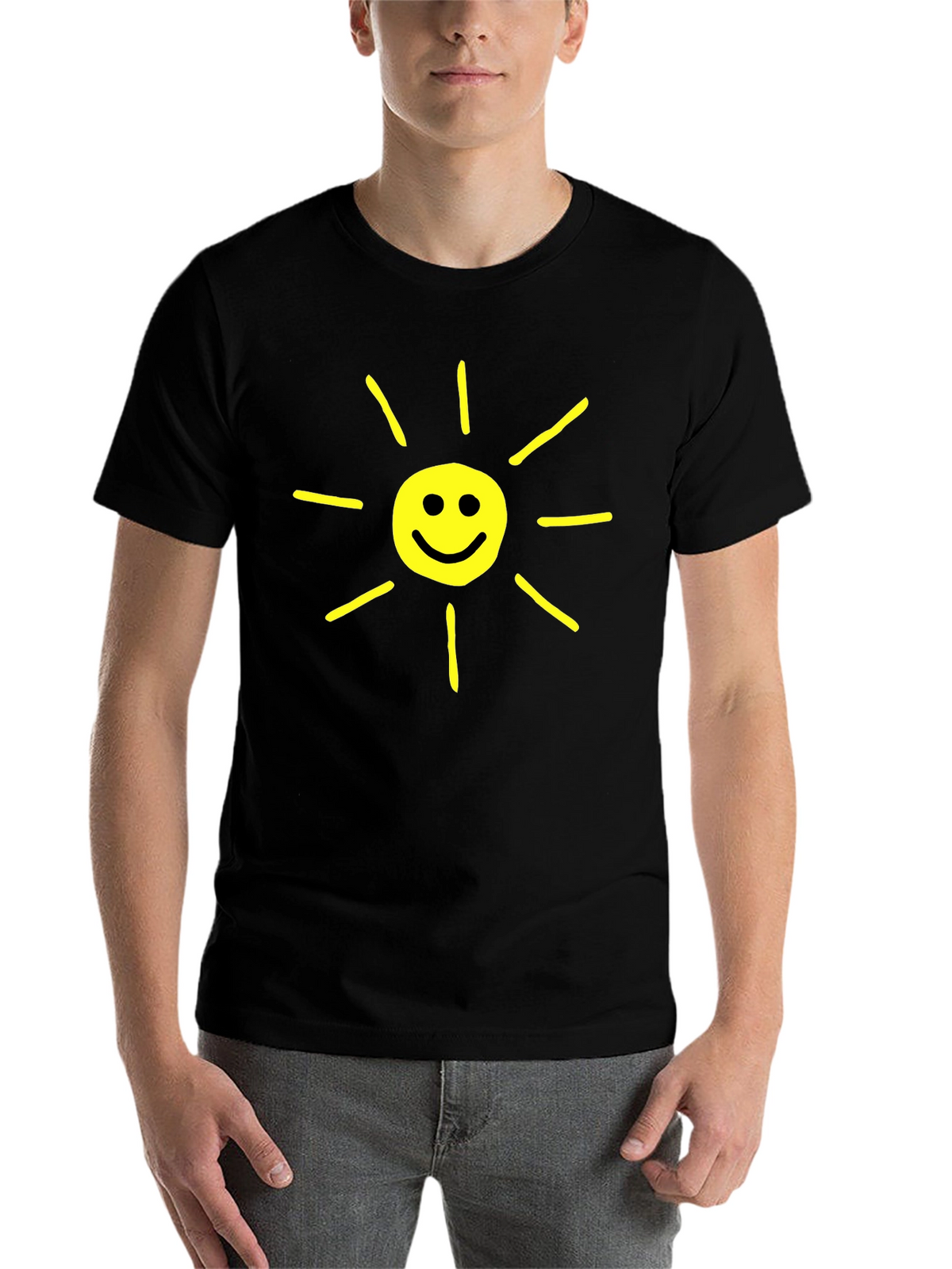 Happy Sunshine Graphic T-Shirt - Black Crew Neck