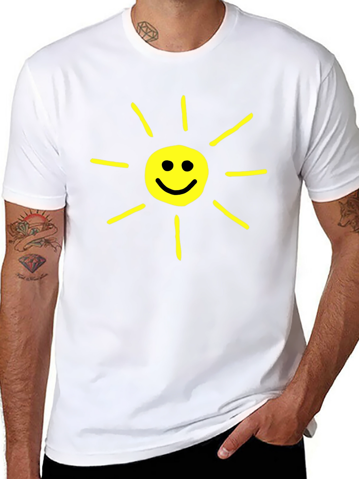 Happy Sunshine Graphic T-Shirt - Black Crew Neck