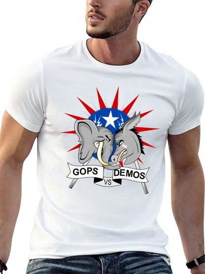 Political T-Shirt: GOPs vs DEMOs Cartoon