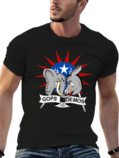 Political T-Shirt: GOPs vs DEMOs Cartoon
