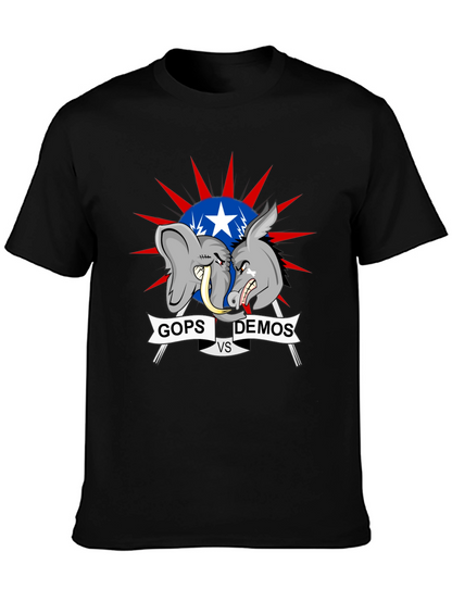 Political T-Shirt: GOPs vs DEMOs Cartoon