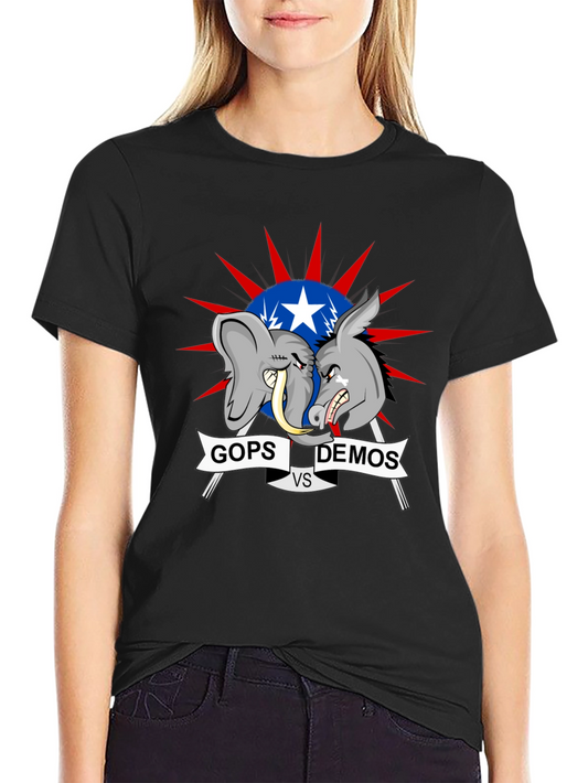 Political T-Shirt: GOPs vs DEMOs Cartoon