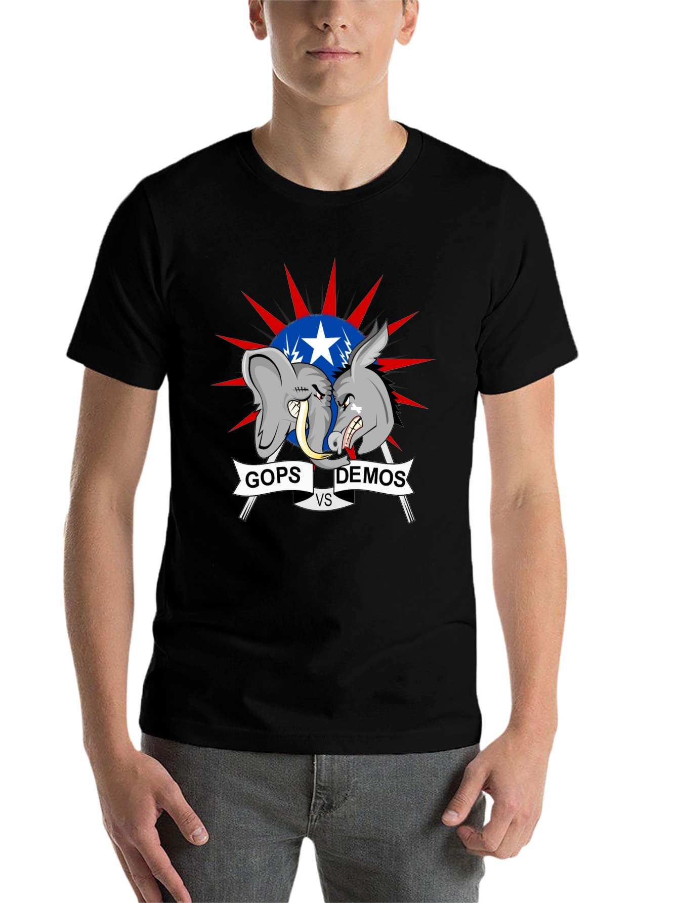 Political T-Shirt: GOPs vs DEMOs Cartoon