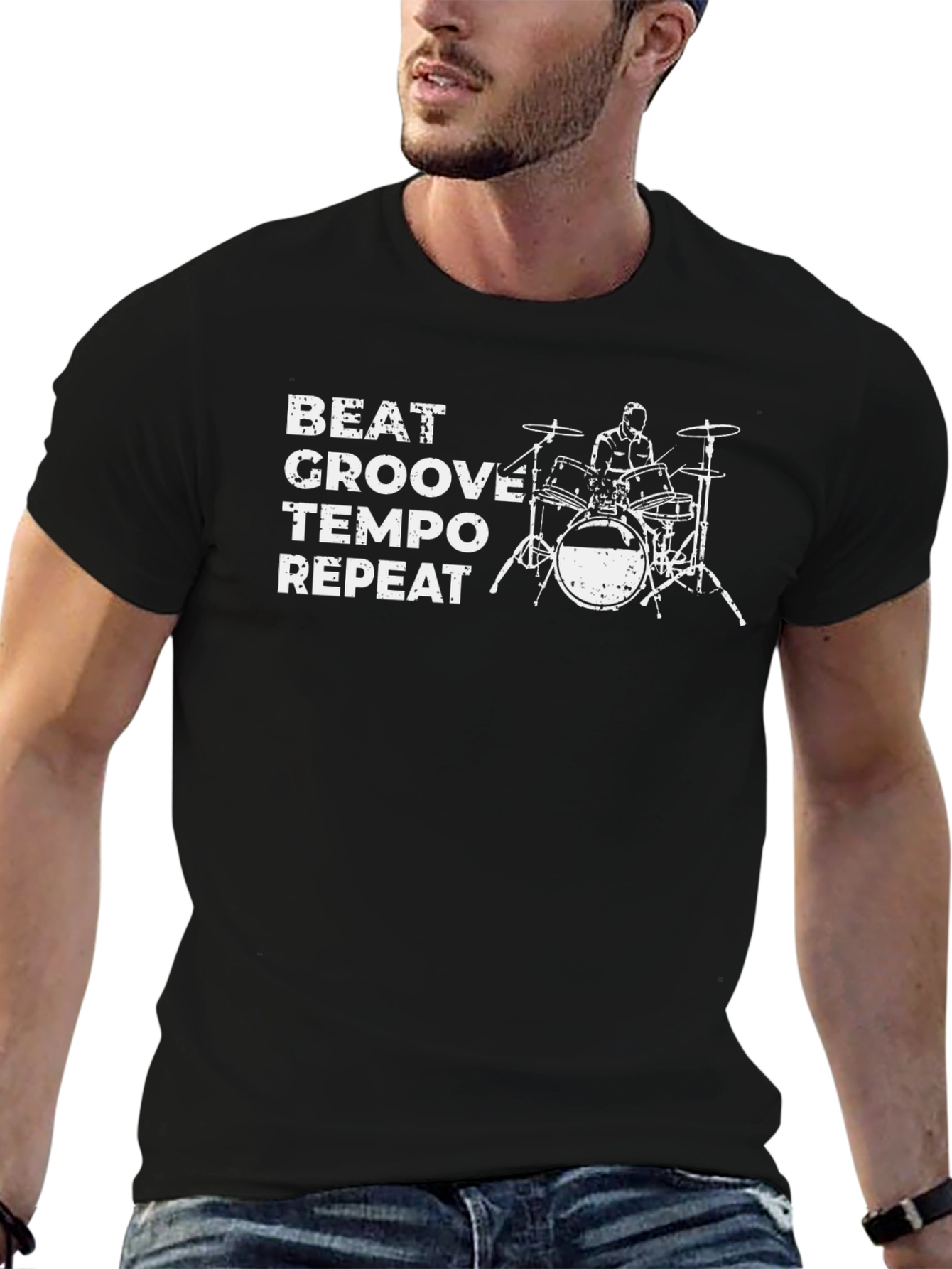 Drummer Beat Groove Tempo Repeat Graphic Tee