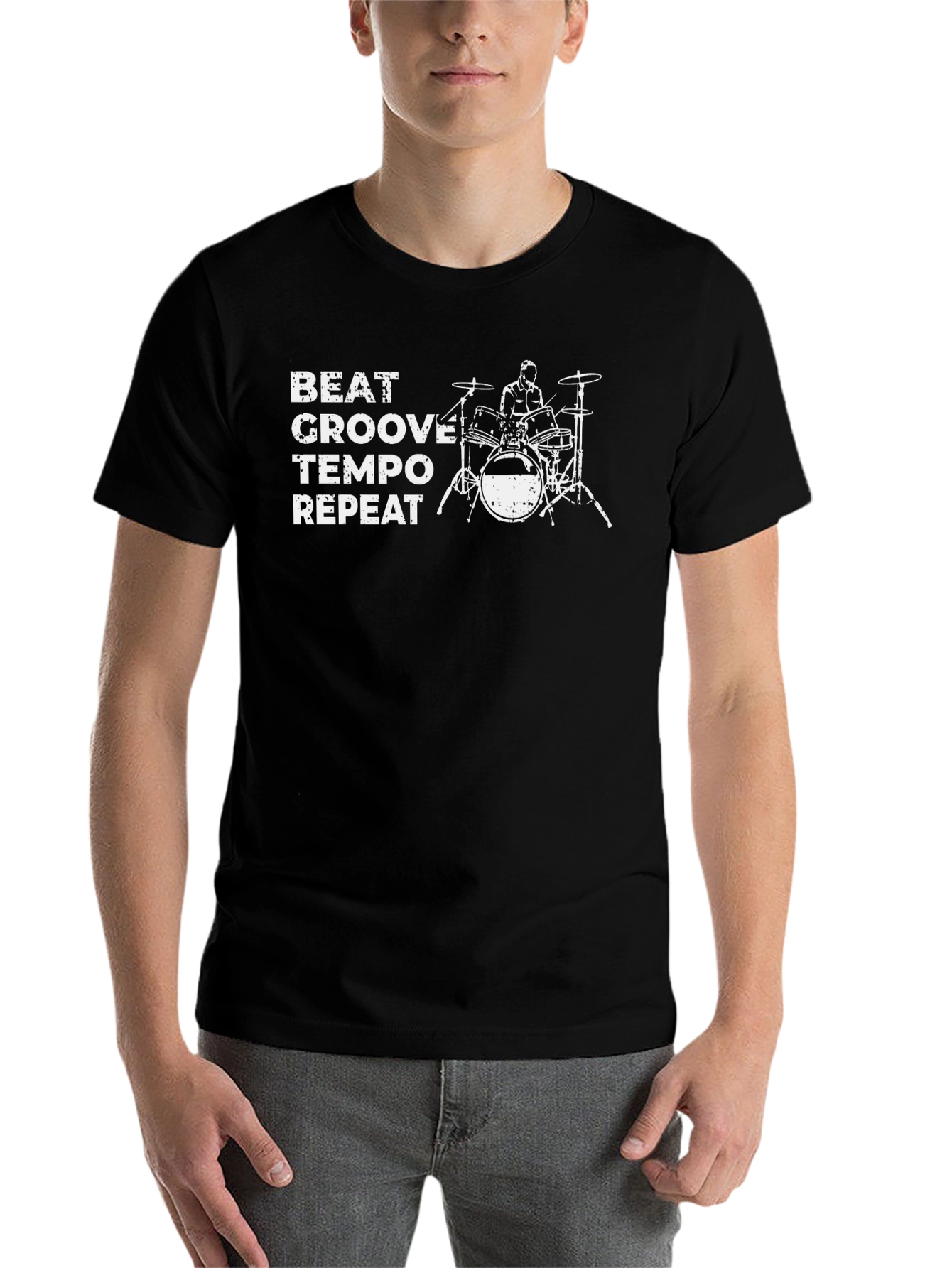 Drummer Beat Groove Tempo Repeat Graphic Tee
