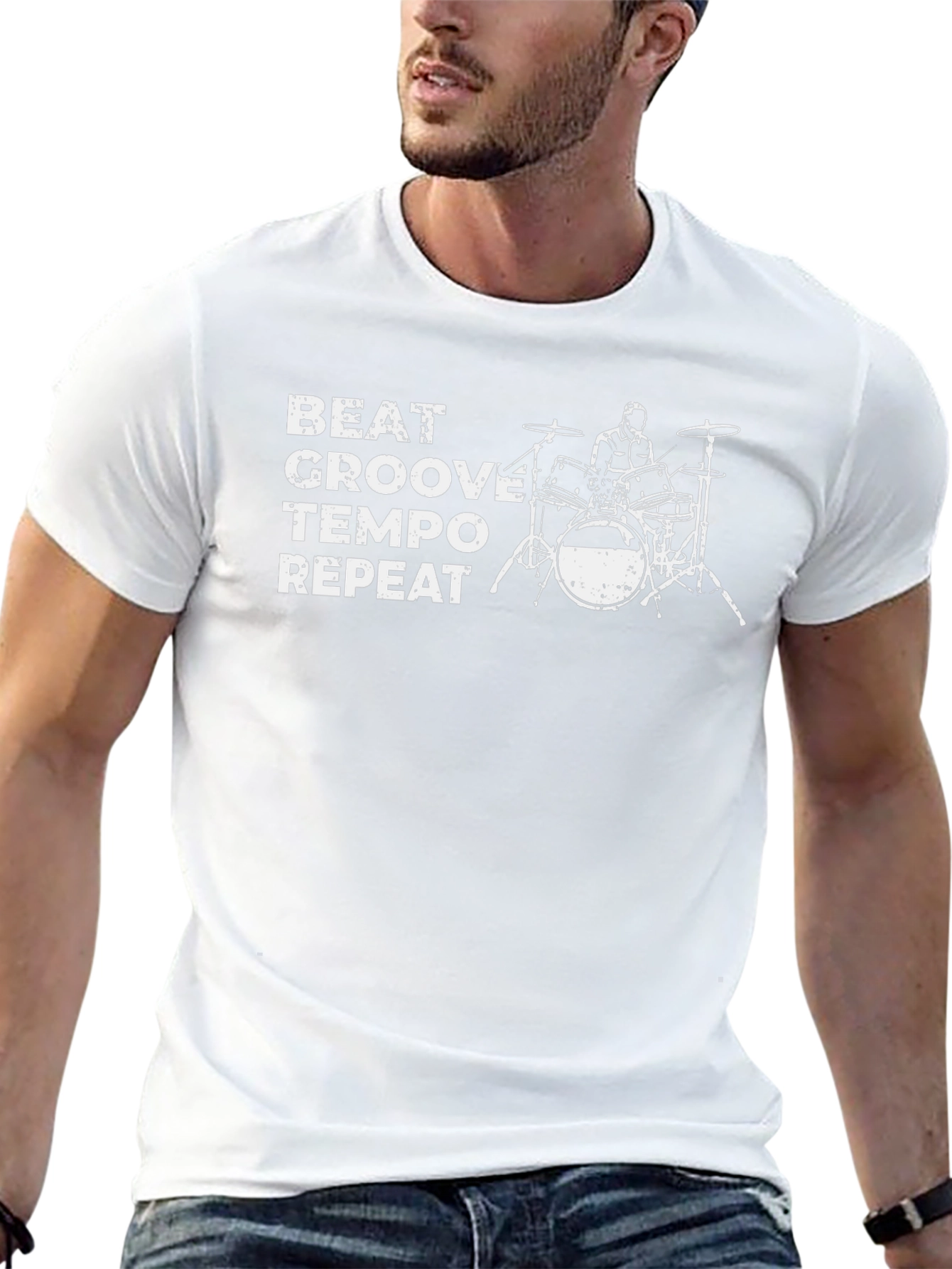 Drummer Beat Groove Tempo Repeat Graphic Tee