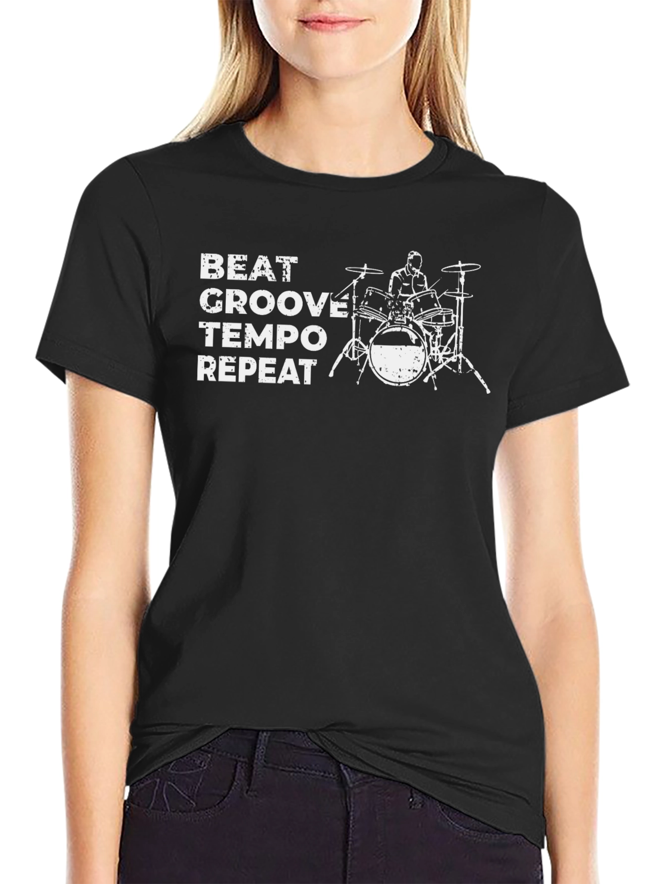 Drummer Beat Groove Tempo Repeat Graphic Tee