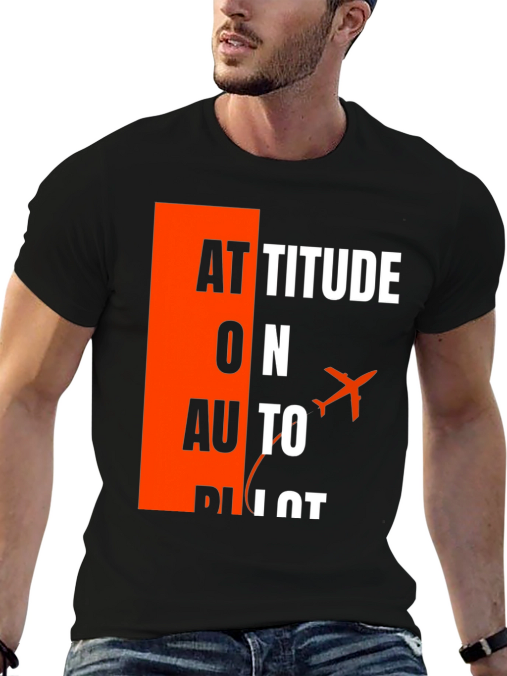 Attitude on Autopilot Black T-Shirt - Aviation Enthusiast
