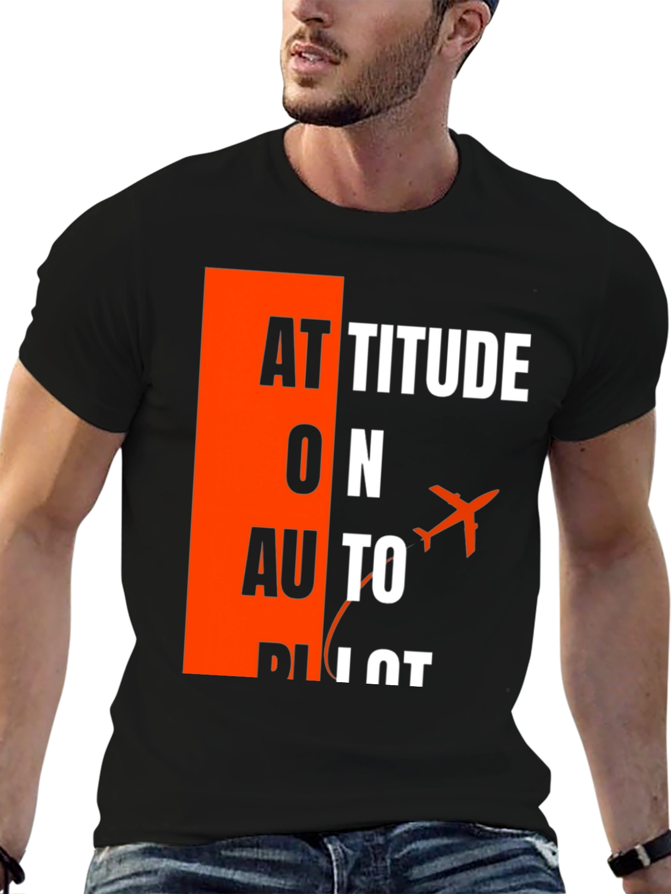 Attitude on Autopilot Black T-Shirt - Aviation Enthusiast