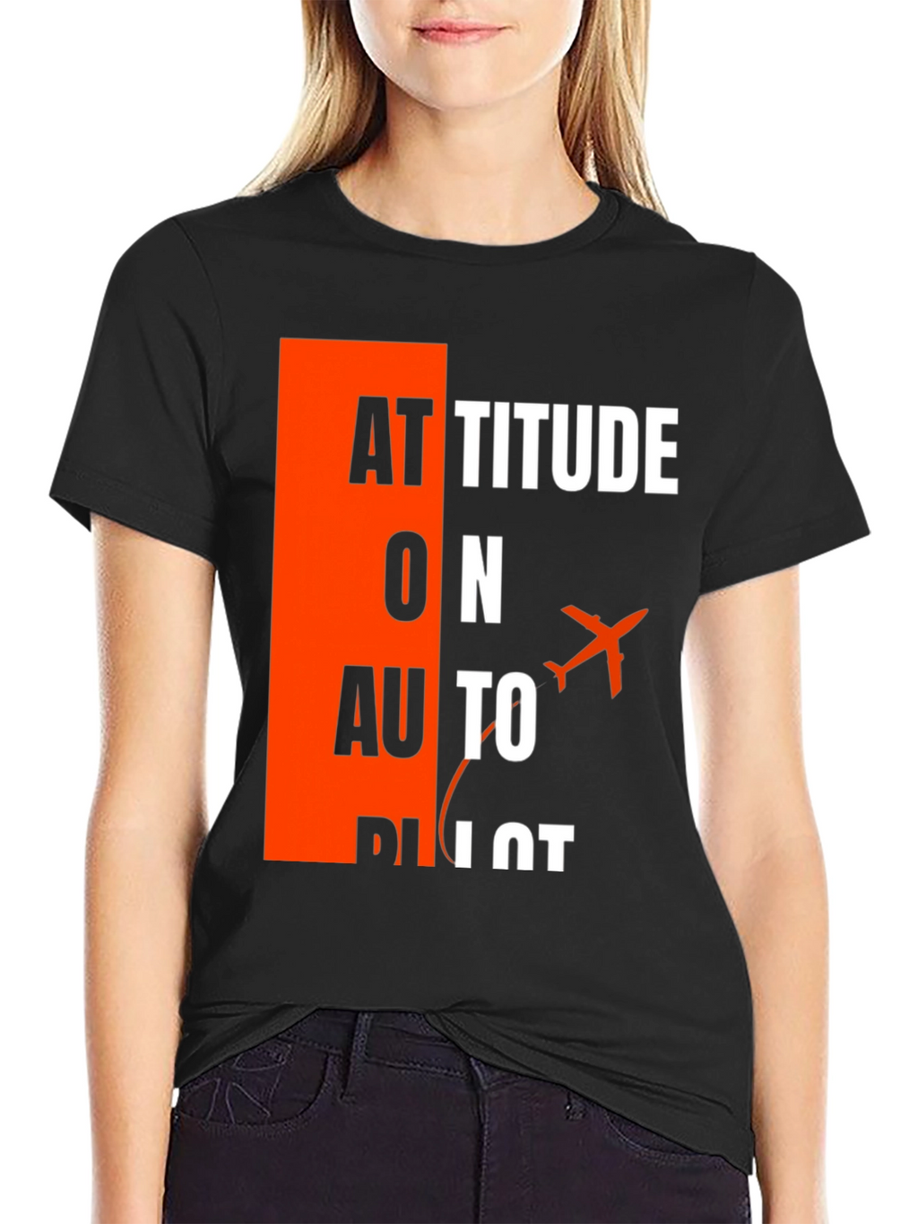 Attitude on Autopilot Black T-Shirt - Aviation Enthusiast