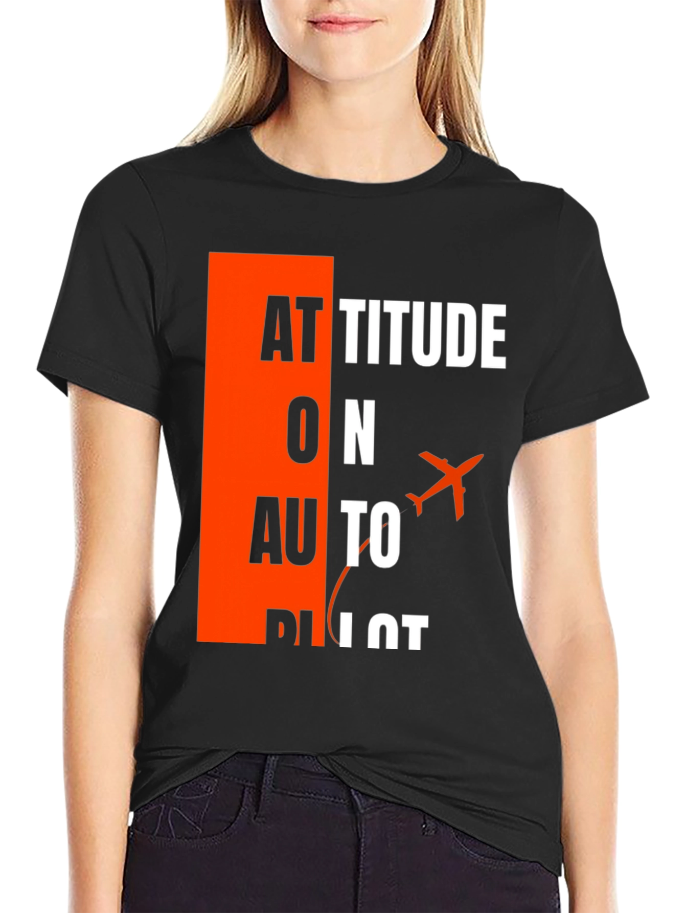 Attitude on Autopilot Black T-Shirt - Aviation Enthusiast