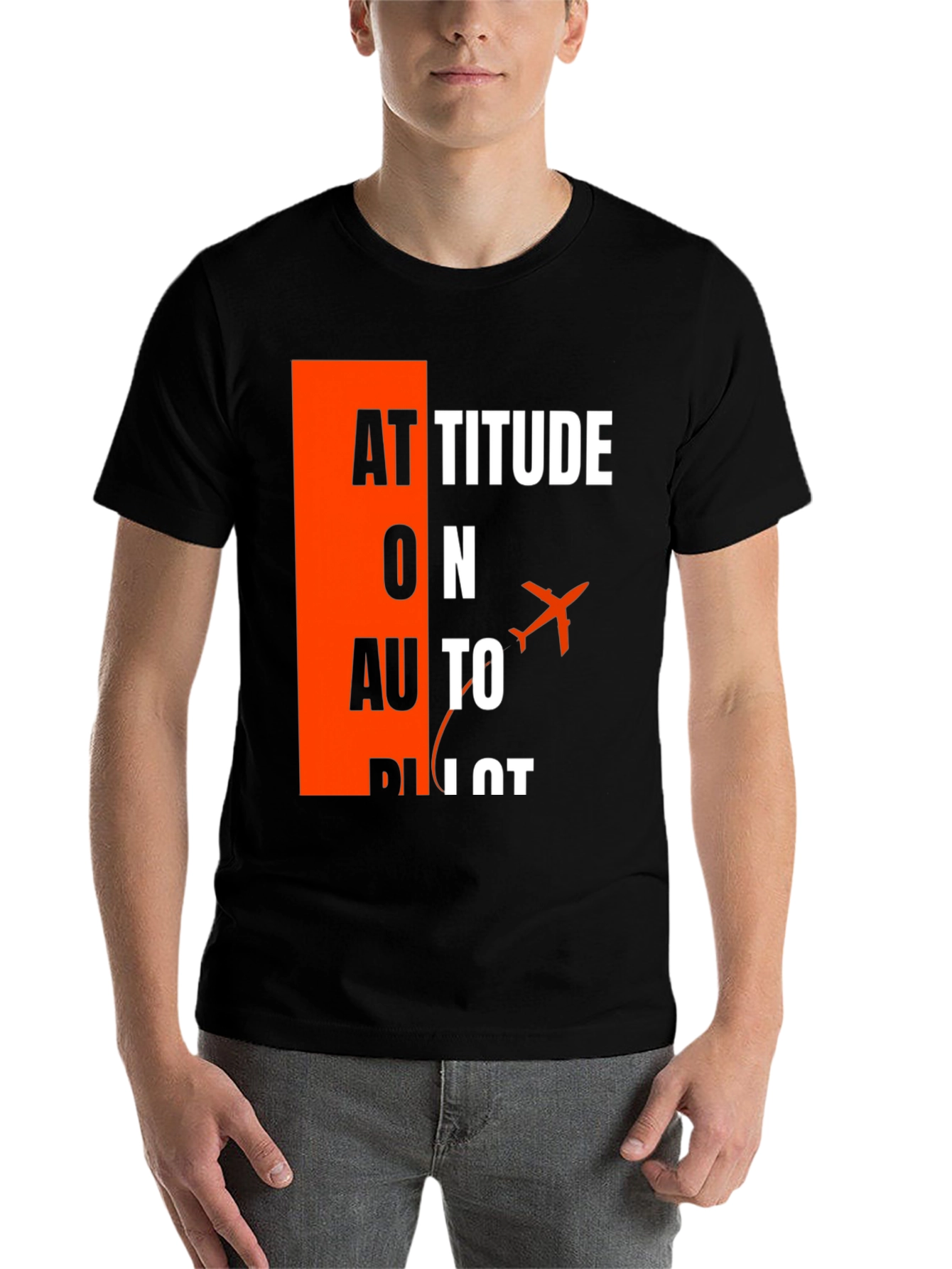 Attitude on Autopilot Black T-Shirt - Aviation Enthusiast