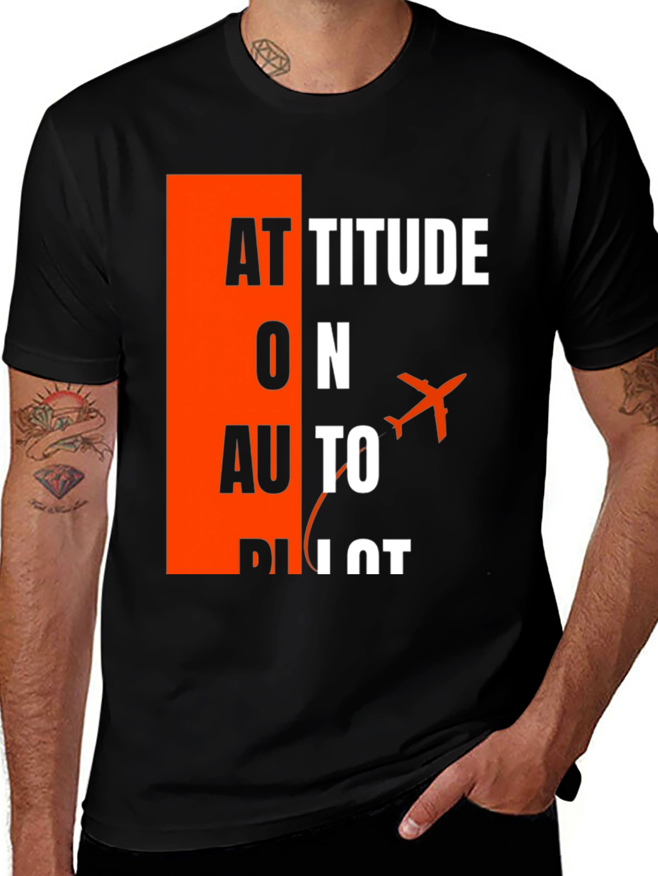 Attitude on Autopilot Black T-Shirt - Aviation Enthusiast
