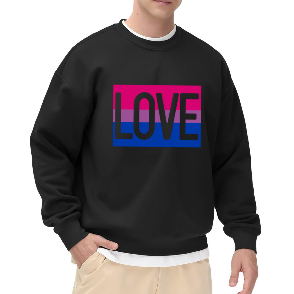 LOVE Gradient Sweatshirt | Retro Color Block Lettering Crewneck, Minimalist Love Graphic Pullover Top, Valentines Day Gift for Couples Women Men