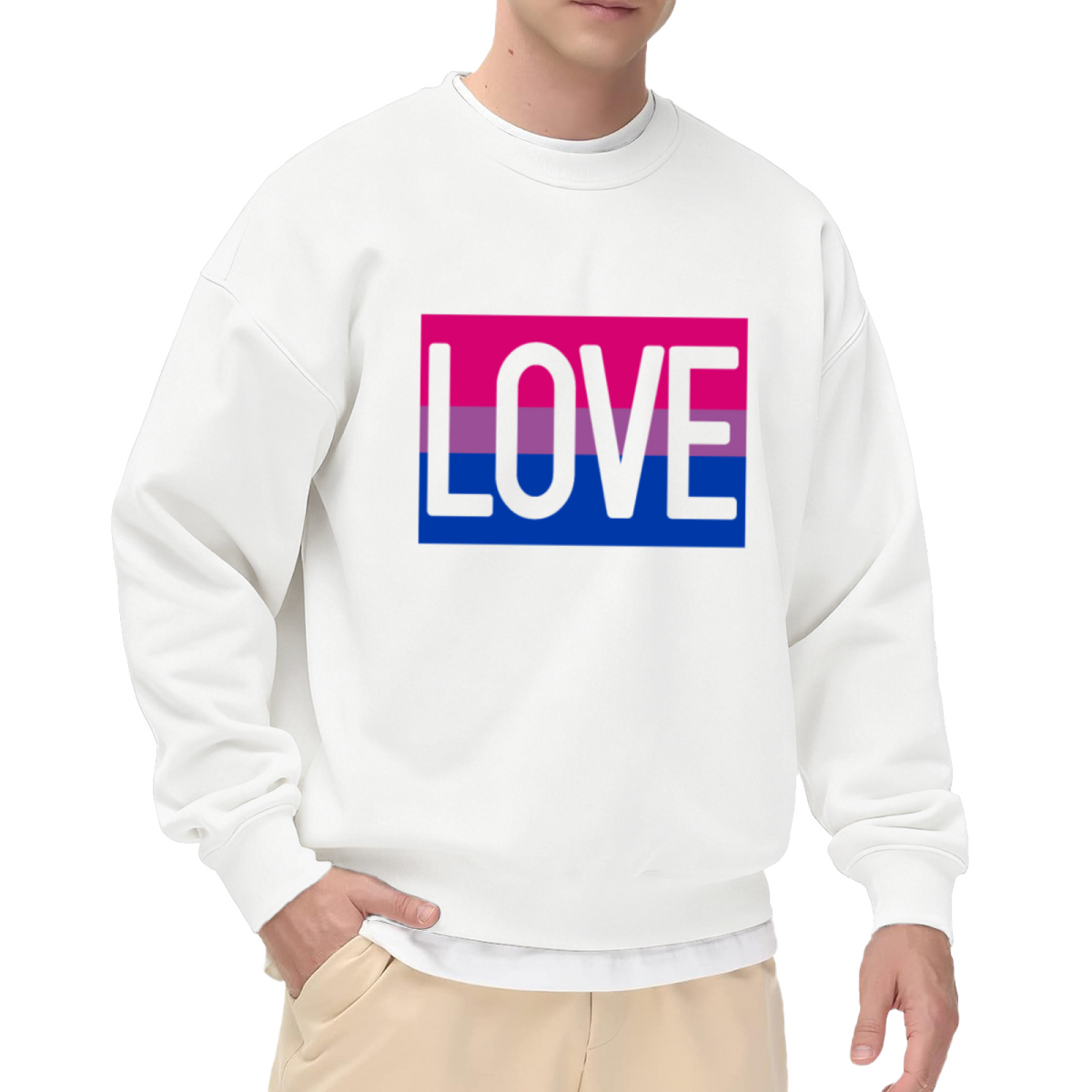 LOVE Gradient Sweatshirt | Retro Color Block Lettering Crewneck, Minimalist Love Graphic Pullover Top, Valentines Day Gift for Couples Women Men