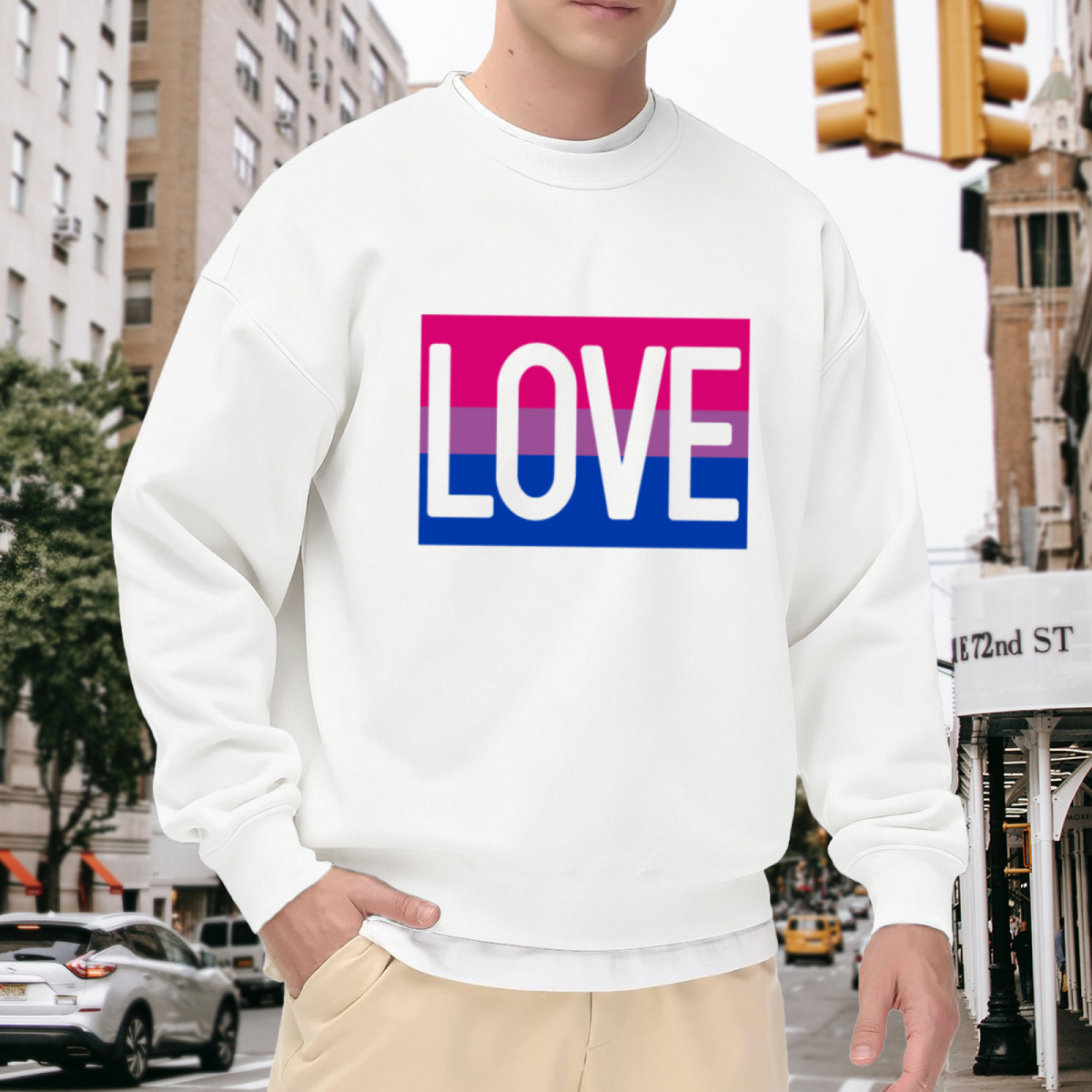 LOVE Gradient Sweatshirt | Retro Color Block Lettering Crewneck, Minimalist Love Graphic Pullover Top, Valentines Day Gift for Couples Women Men