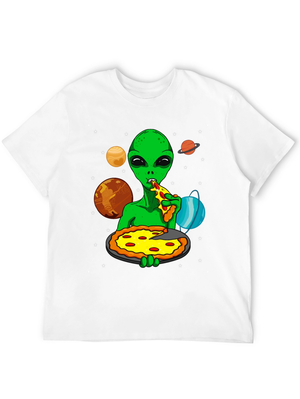 Alien Pizza Lover Graphic T-Shirt - Space Fun