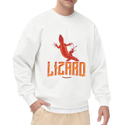 Lizard Retro Crewneck Sweatshirt | Vintage Distressed Reptile Graphic Pullover, 70s Lettering Streetwear Top, Lizard Lover Gift
