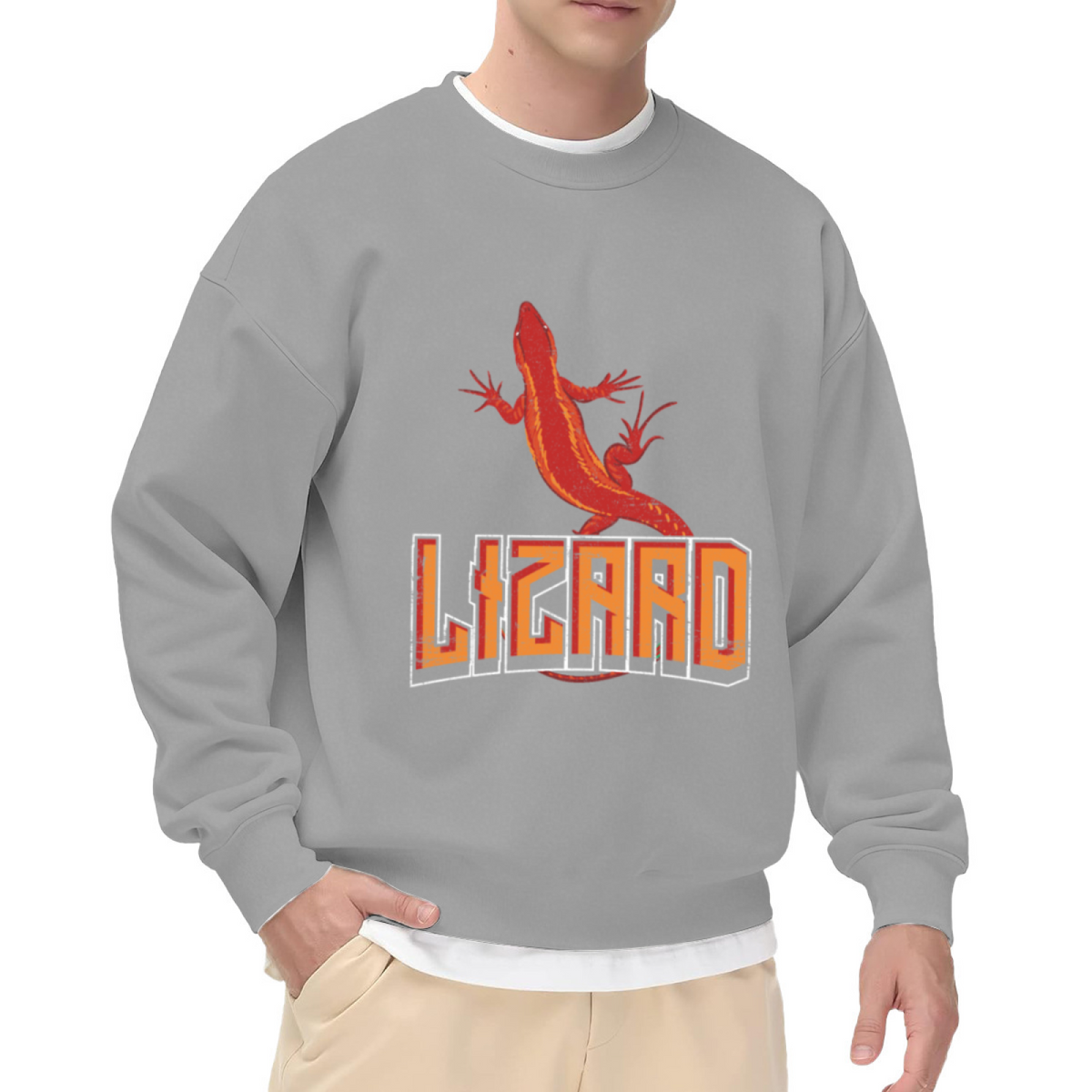 Lizard Retro Crewneck Sweatshirt | Vintage Distressed Reptile Graphic Pullover, 70s Lettering Streetwear Top, Lizard Lover Gift