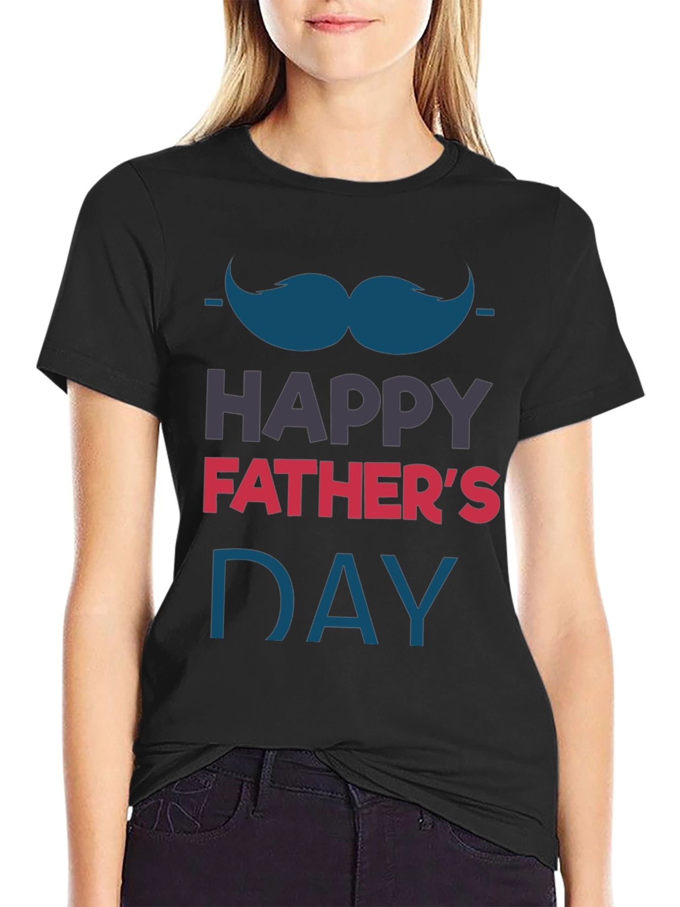 Happy Fathers Day T-Shirt - Mustache Graphic