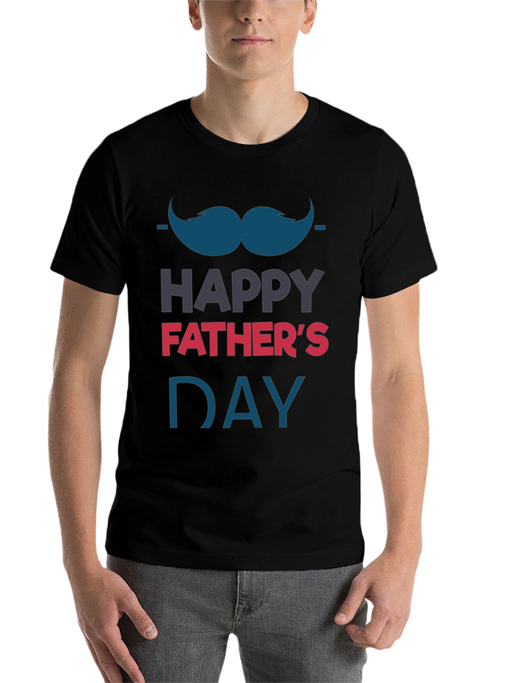 Happy Fathers Day T-Shirt - Mustache Graphic