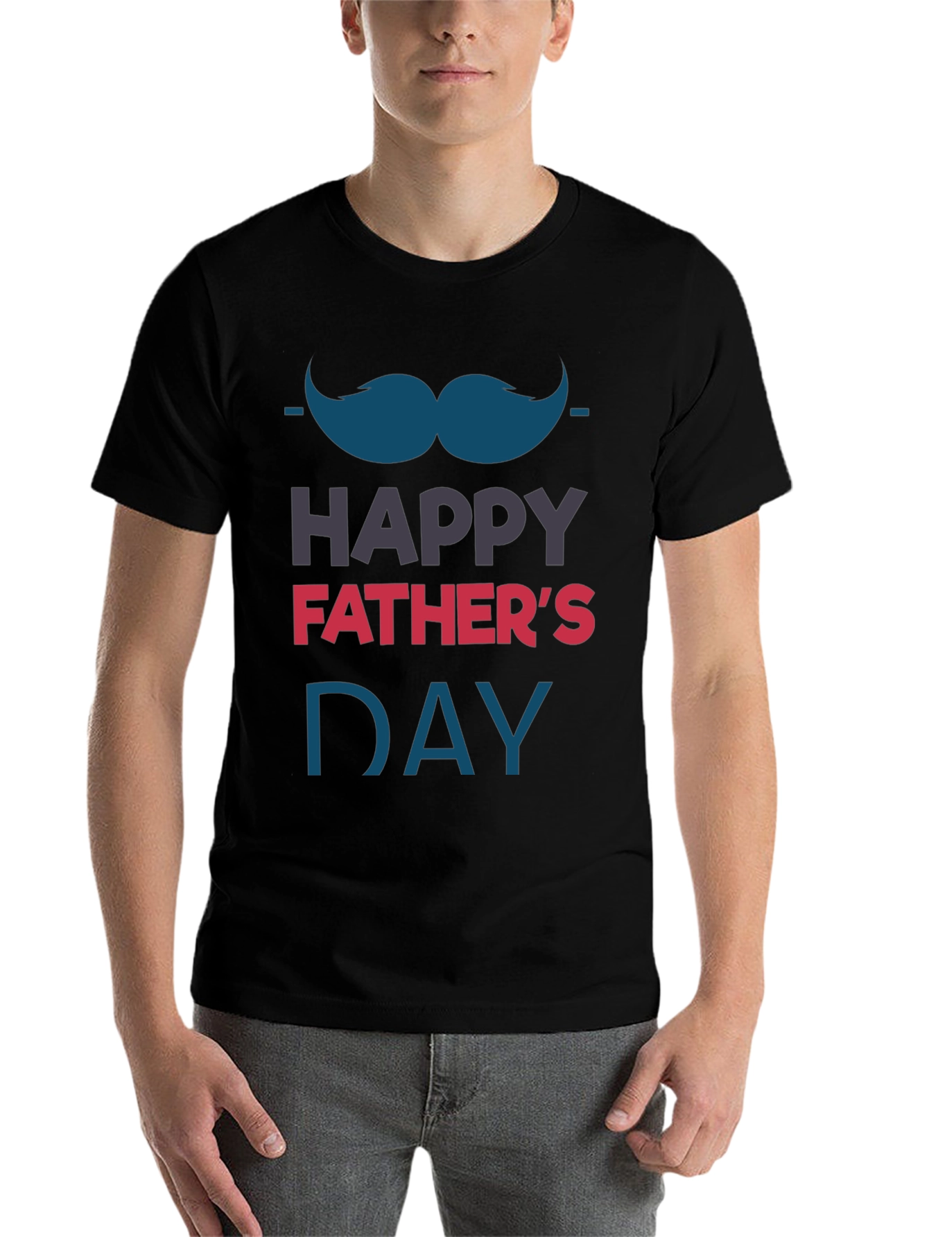 Happy Fathers Day T-Shirt - Mustache Graphic